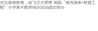 关注美育教育，放飞艺术梦想 首届“美克美家•希望工程”小学美术教师培训活动成功举办